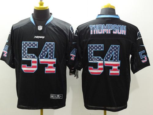 Nike Panthers #54 Shaq Thompson Black Men's Stitched NFL Elite USA Flag Fashion Jersey - Click Image to Close